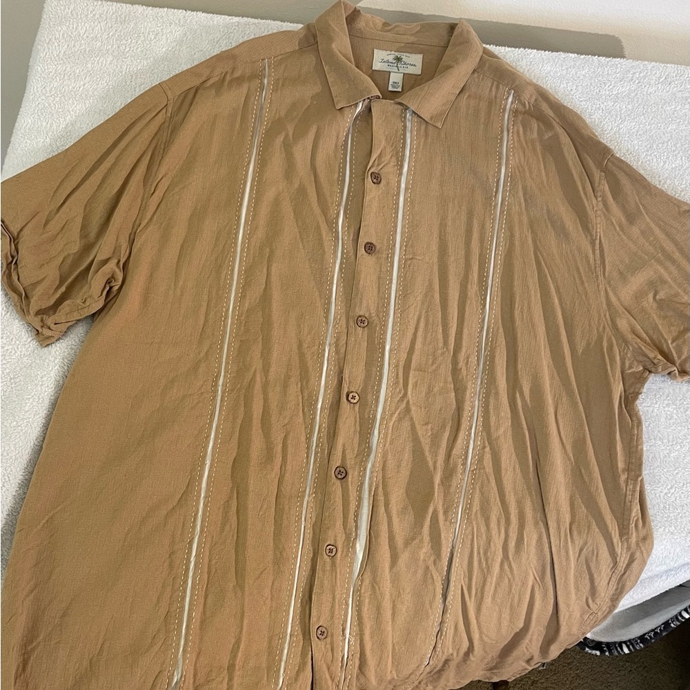 Island Shores Men's Casual Button Down Shirt - Tan